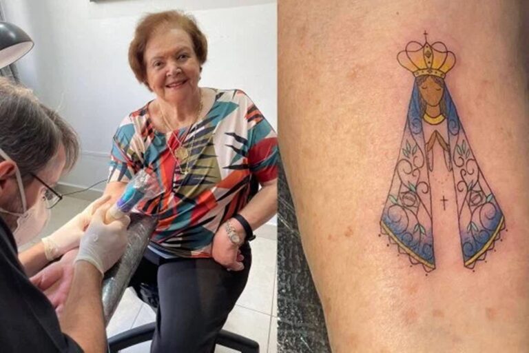 Aos 91 anos, idosa faz 1ª tatuagem para cumprir promessa: “Nem doeu”
