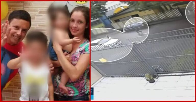 Câmera de segurança flagra momento em que mulher tem a vida tirada por ex-parceiro na frente dos filhos