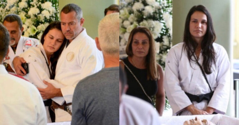 Luto: Malvino Salvador consola Kyra Gracie em velório