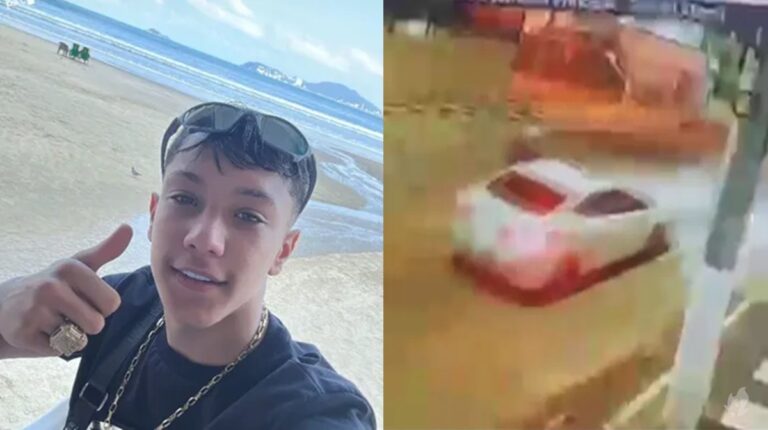 Câmera de monitoramento mostra exato momento em que Meno Kabrinha é alvejado durante assalto em SP; vídeo