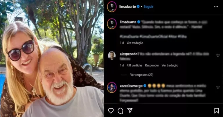 “Deixará saudades” Lima Duarte volta as redes sociais para falar sobre a morte da sua filha
