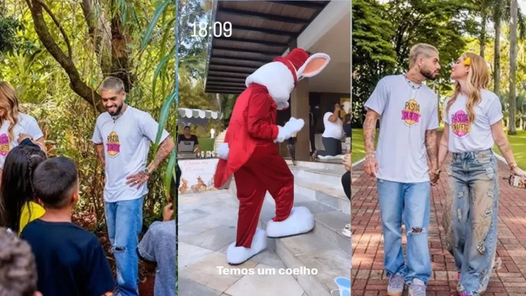 Virginia e Zé Felipe presenteiam cerca de 200 ovos em ação de Páscoa