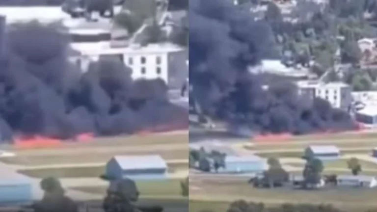Tragédia! Avião cai, colide com outras aeronaves e causa incêndio em aeroporto