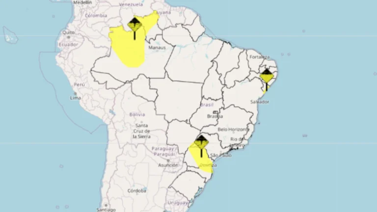 Alerta amarelo: Chuva intensa é esperada para 8 estados do país