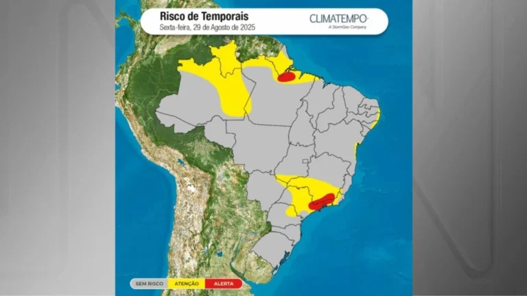 Mapa: São Paulo, sul de Minas e Rio de Janeiro têm alerta para temporal