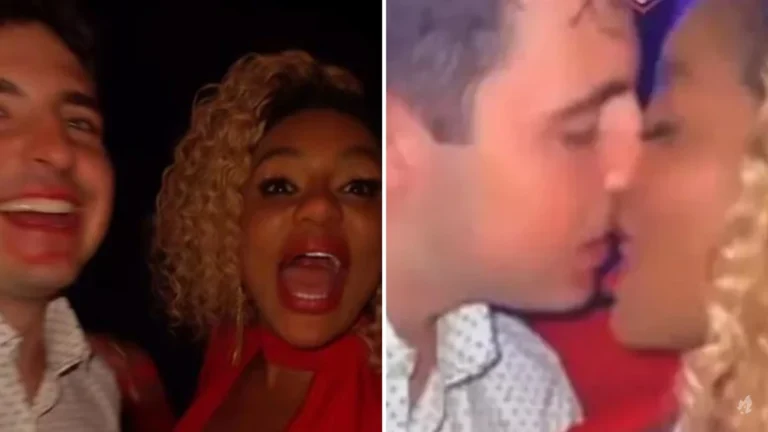 Cariúcha e João Augusto, filho de Gugu Liberato, são flagrados aos beijos em festa