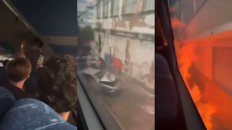 Vídeo: ônibus escolar perde controle e faz strike em carros no RS