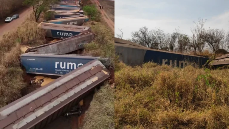 Trem de carga com 30 vagões descarrila pela segunda vez no interior de SP