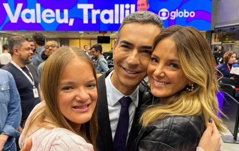 César Tralli ganha surpresa de Tici Pinheiro em dia de estreia no “JN”
