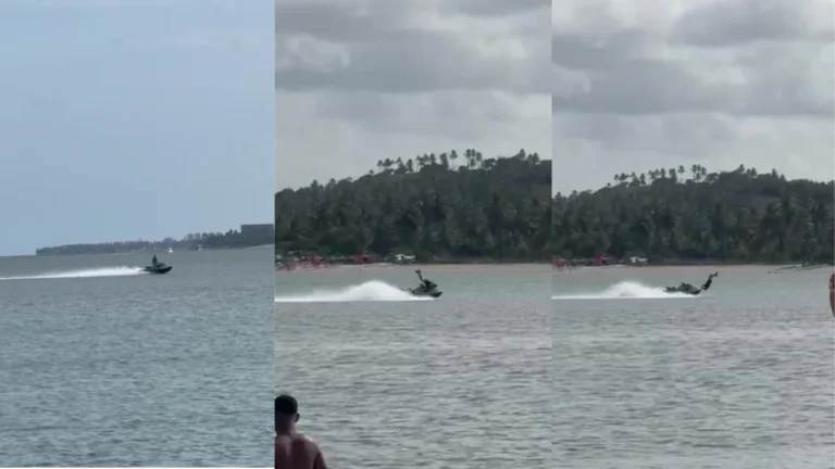 Vídeo mostra homem sendo arremessado ao mar após colidir moto aquática