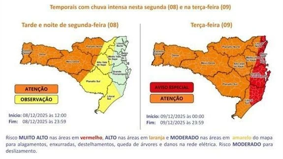 SC suspende aulas em escolas e universidades devido a ciclone extratropical