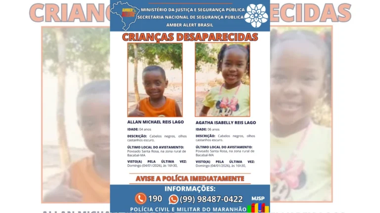 Irmãos desaparecidos no Maranhão: Amber Alert entra em ação na busca