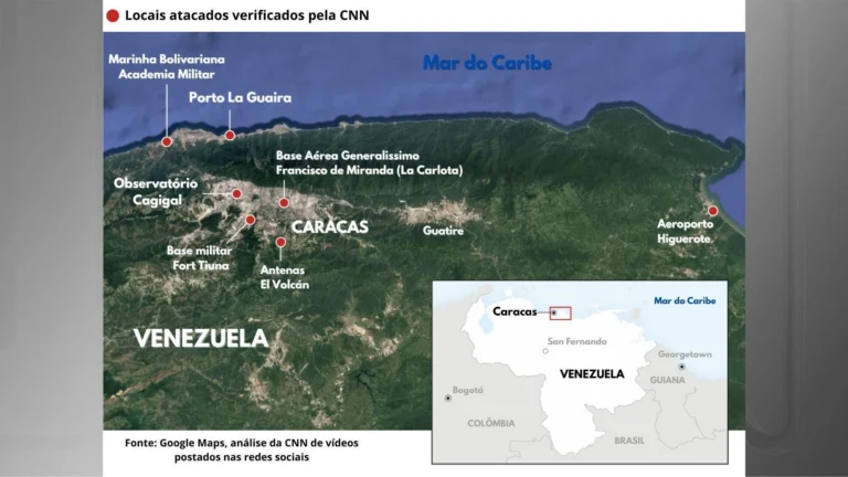 Mapa mostra onde os Estados Unidos fizeram ataques na Venezuela; veja