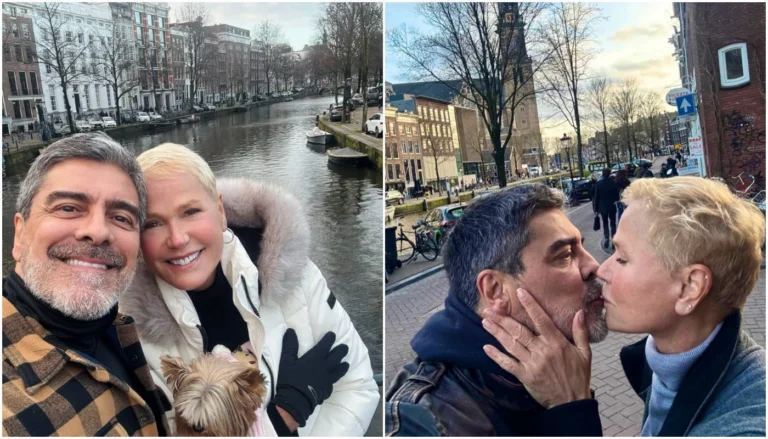 Xuxa posa na Holanda ao lado do marido, Junno Andrade; veja