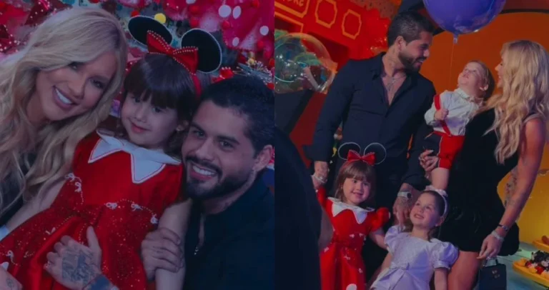 Zé Felipe e Virginia posam juntos em festa de 5 anos de Maria Alice; veja
