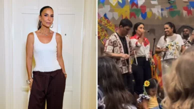 Ivete Sangalo surpreende ao cantar na festa da escola das filhas; assista
