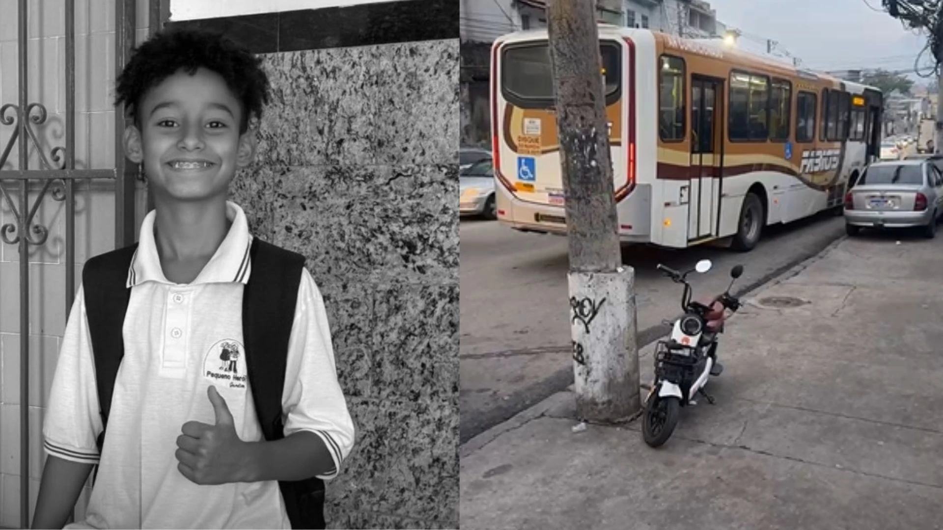 Menino de 9 anos morre após acidente com ônibus e bicicleta elétrica no RJ