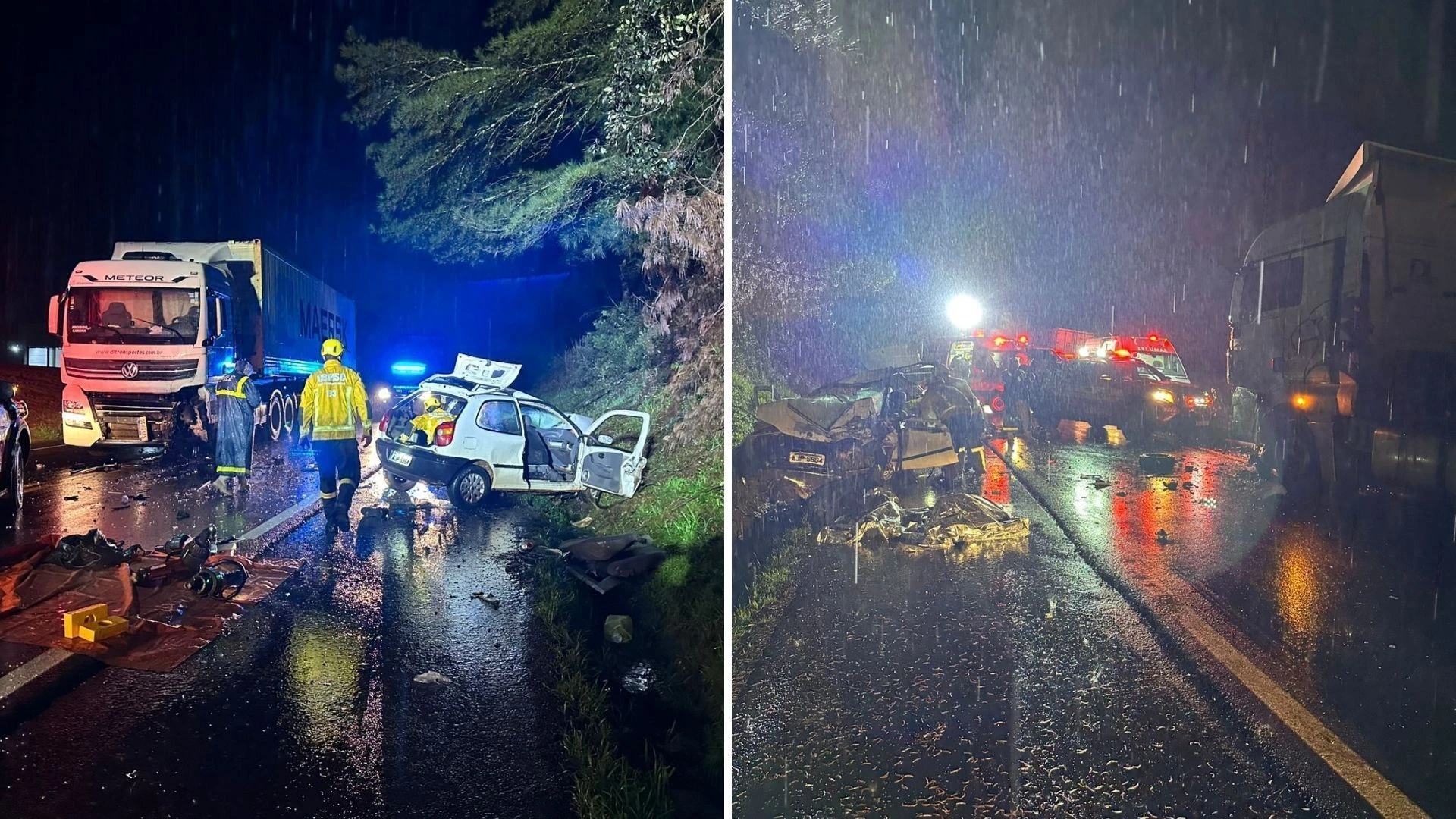Batida entre carro e caminhão deixa três mortos e três feridos em SC