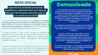 Manaus suspende aulas municipais nesta terça devido à qualidade do ar