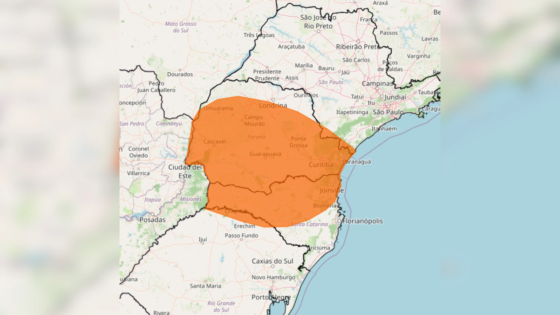 Inmet emite alerta laranja de tempestade para Região Sul nesta terça-feira